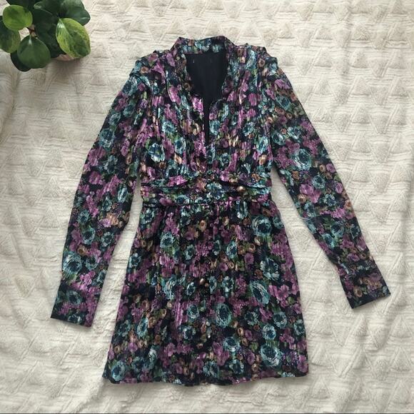 Zara Black Floral Print Button Front Mini Dress - Picture 2 of 7